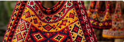 Colourful handwoven bilum bags